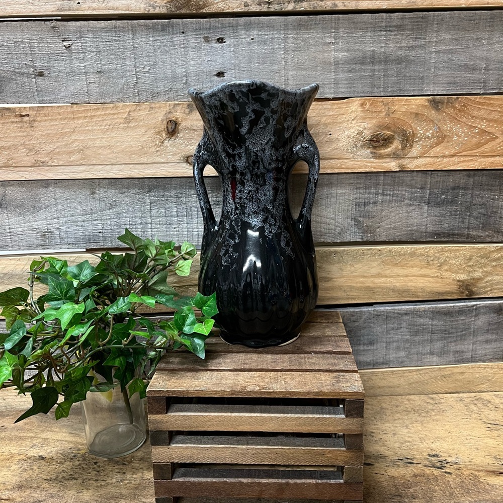 Amphora Sea Foam Bisque Pottery MCM Double Handled Vase